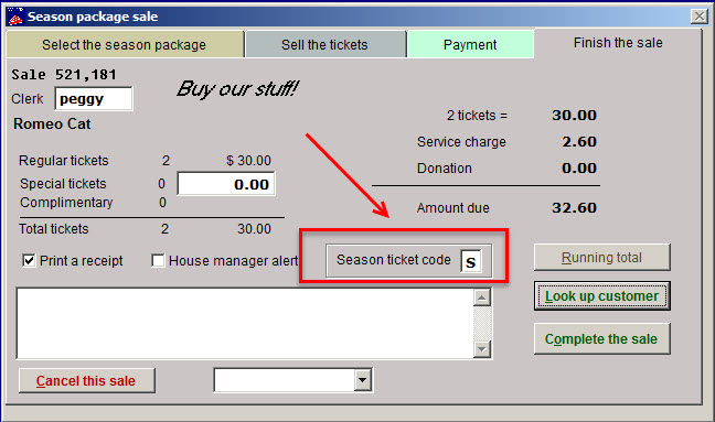season ticket code